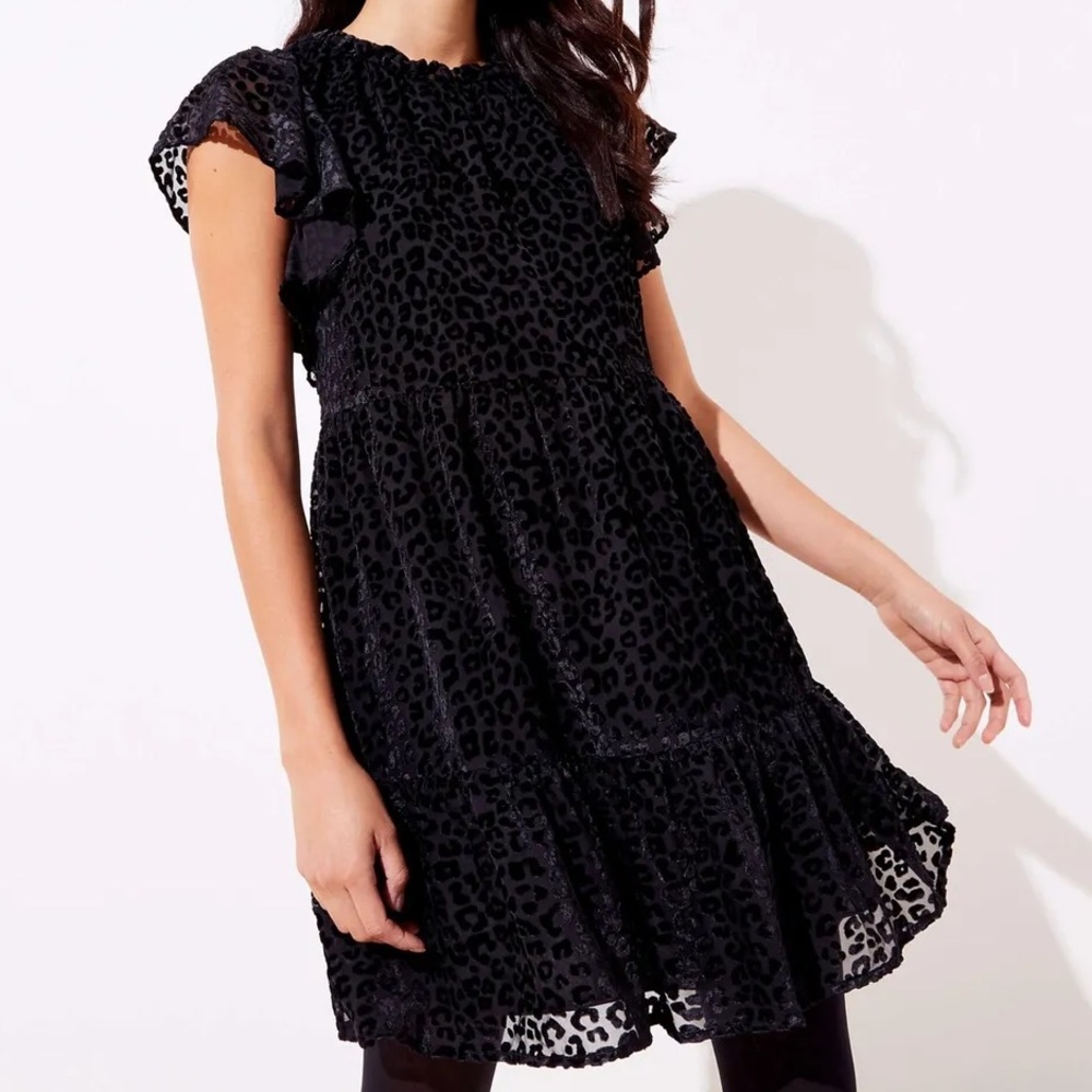 LOFT Leopard Flutter Sleeve Dress